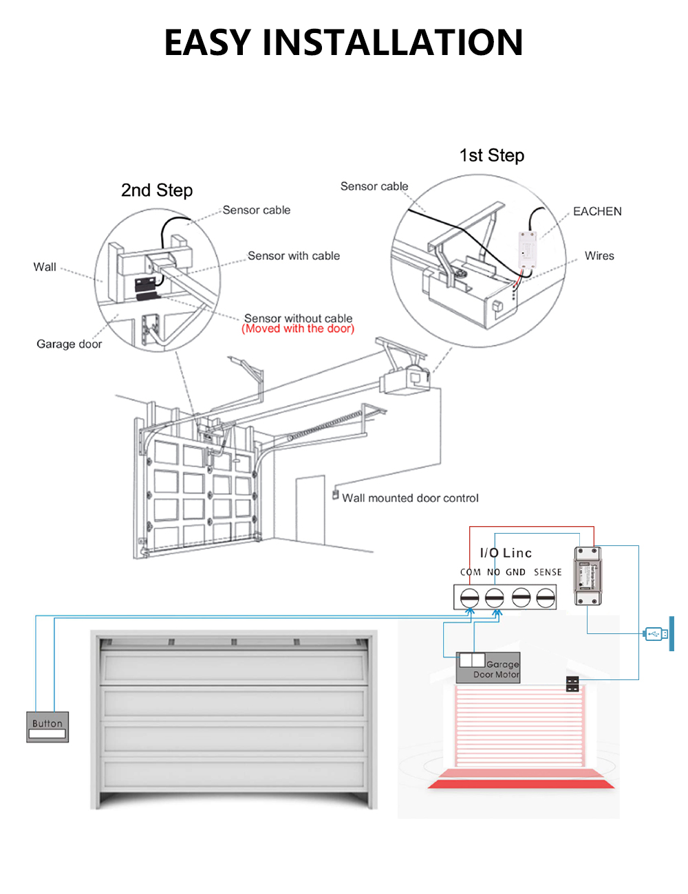 Apriporta WiFi Garage Door Opener, Maxcio Apricancello Intelligente  Compatibile con Alexa&Google home, Controllo App Smart Life/Maxcio,  Interruttore WiFi per Porta Garage con Timer, Non Hub Richiesto :  : Fai da te